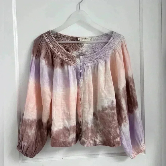 LUCKY BRAND Embroidered Boho Peasant Blouse in Lilac Multi Like New - Picture 3 of 5